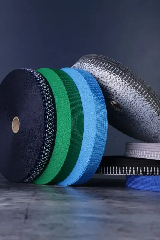 Color rolls textile webbing knitted and laminated